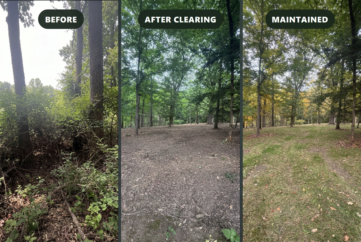 Before and after land clearing and forestry mulching